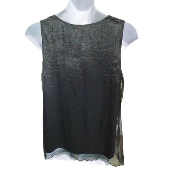 Perseption Women Black Sleeveless Floral Applique Top 2X - Picture 5 of 7